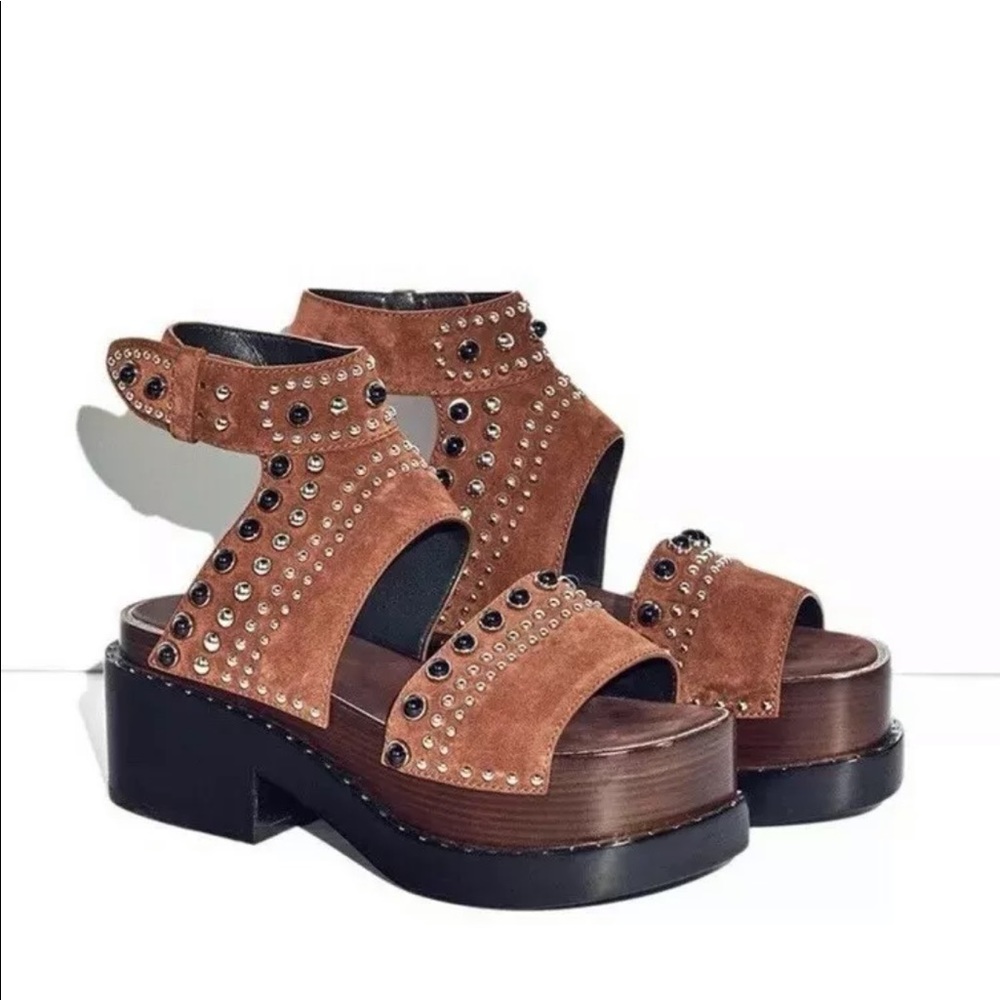 3.1 Phillip Lim Studded Nashville Sandals Suede cowboy platform